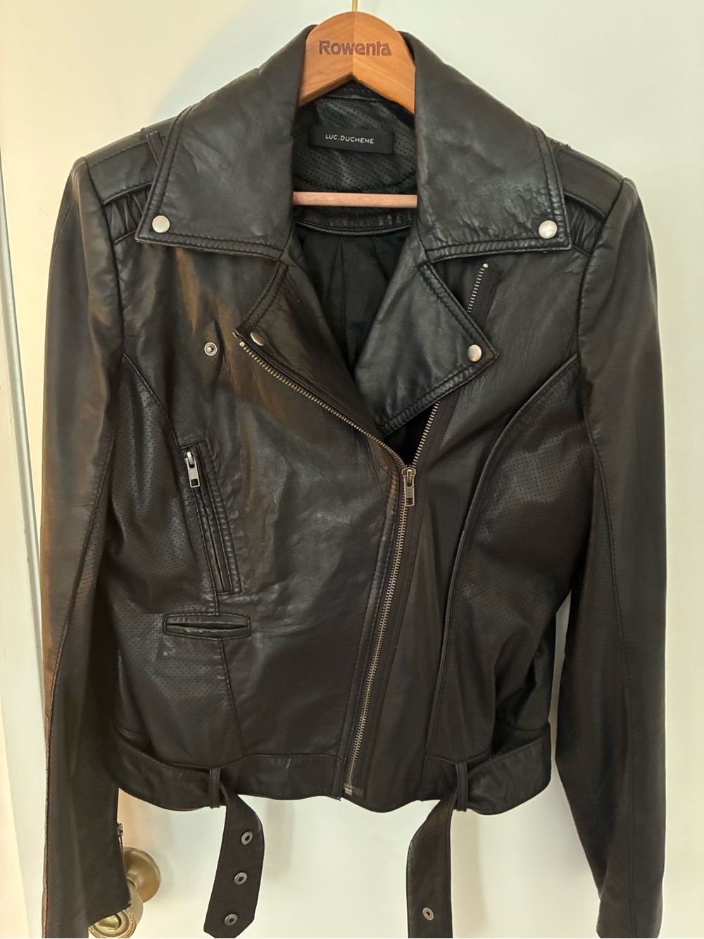 Black Leather Biker-like Jacket - Women's